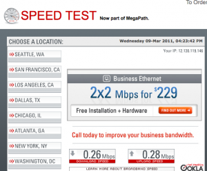 3/9/11 Speedtest on Delta Flight Using Go Go internet